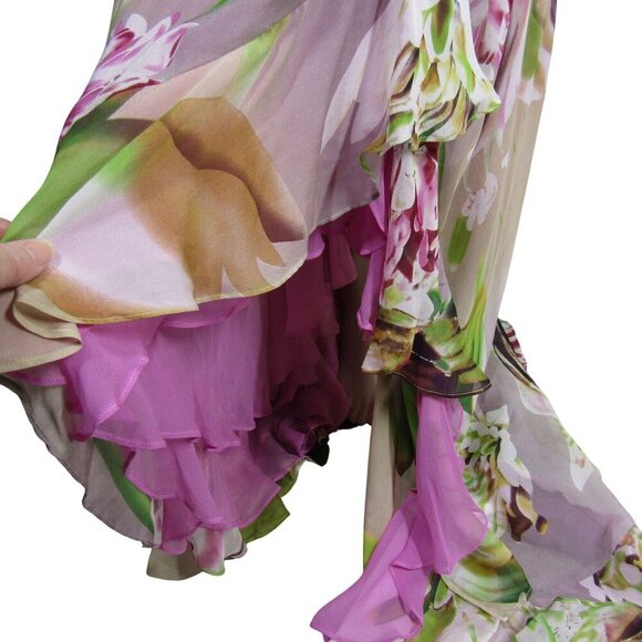 MUSANI COUTURE 6 Floral ASYMMETRICAL Halter FAIRY Pink Princess Prom Maxi Dress - Picture 6 of 14